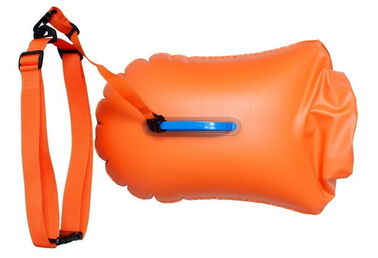 Leuchtorange-trockene Taschen-aufblasbare sicherere Schwimmer-Boje für Schwimmen des offenen Wassers