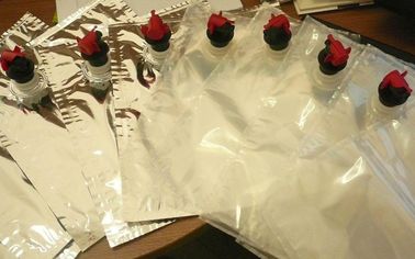 Wiederverwendbare Tasche der Plastikflexiblen verpackung im Kasten mit Tülle, silberne SCHELLFISCH Taschen für Wein-Saft