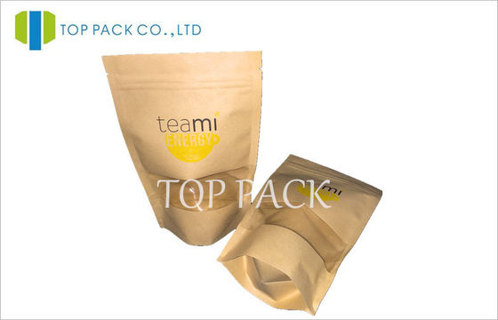 Wiederversiegelbarer Kraftpapier-Fenster-Tee-Verpackentaschen mit Ausgleich-buntem Druck
