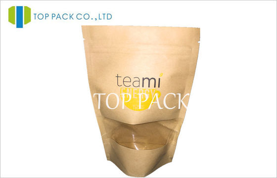 Wiederversiegelbarer Kraftpapier-Fenster-Tee-Verpackentaschen mit Ausgleich-buntem Druck