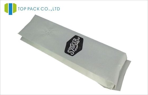 Weißer Kraftpapier-Kaffee-Verpackentaschen 250g mit Entgasungs-Wert-Seiten-Keil