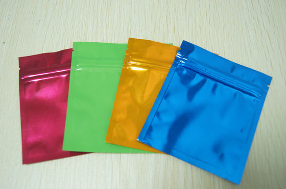 Kleine bunte Aluminiumfolie-Taschen-glatte drei Seitendichtung Plastik flach mit Reißverschluss