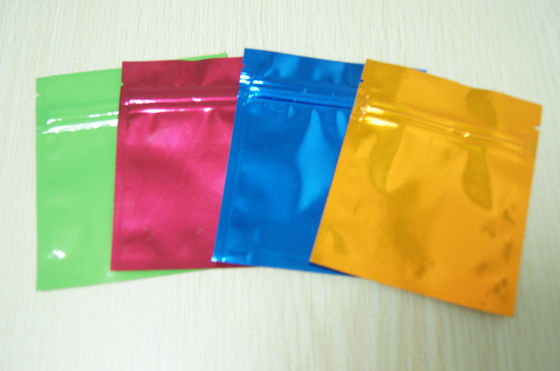 Kleine bunte Aluminiumfolie-Taschen-glatte drei Seitendichtung Plastik flach mit Reißverschluss