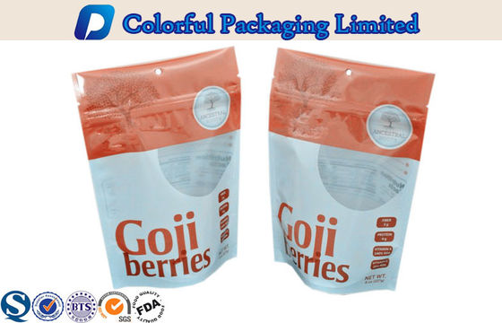 8oz Goji wiederversiegelbare Plastik stehen oben Reißverschlussbeutel mit Fenster